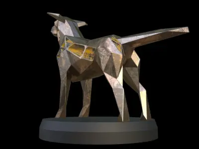 Steampunk Small Tan Dog Low-poly 3D model