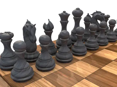 Chess Board lowpoly board game 3d model  Low-poly 3D model