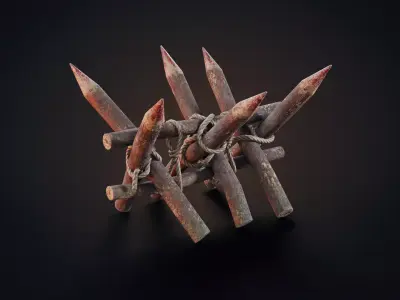 Wooden Stakes Low-poly 3D model