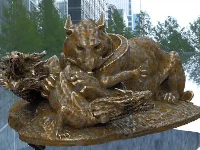 Lion killing Dragon Stratue 3D model