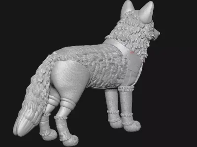 Wolf sculpture 3D print model 2