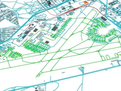 Vnukovo VKO Moscow Airport Roads Buildings and Public Transport 3D model
