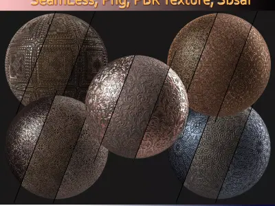 Collection Ornament Metal Panel Materials Vol 01 Sbsar Seamless Low-poly 3D model