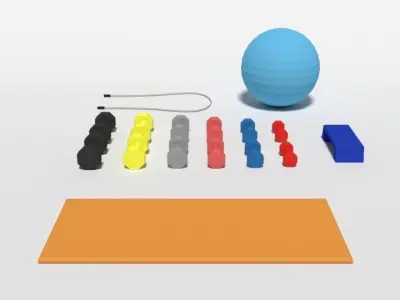 Low Poly Cartoon Gym Equipment Low-poly 3D model