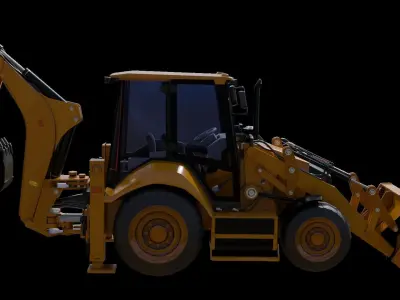 Backhoe Loader Low-poly 3D model