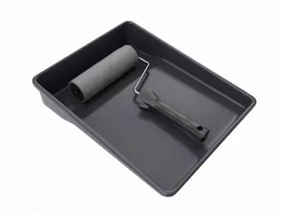 Paint roller with tray 01 3D model