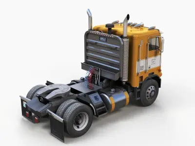 Freightliner Powerliner single axle semitruck Low-poly 3D model