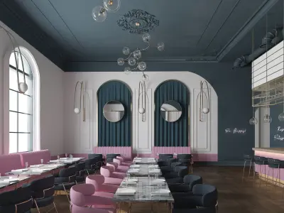 Luxury Glam Restaurant 3D model