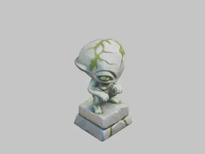 Ancient Alien Stone Stature Low-poly 3D model