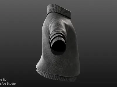 Black Winter Turtleneck Low-poly 3D model