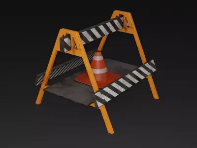 Safety Barrier Low-poly 3D model