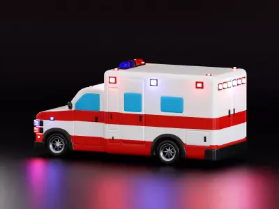 Cartoon Ambulance Low-poly 3D model