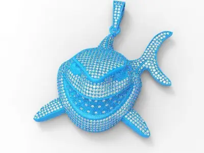 Shark diamond pendant 3D print model