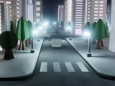 Paper City - Stylized Night Metropolis V2 Low-poly 3D model