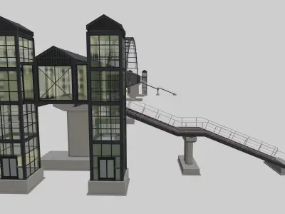 Modern Steel Pedestrian Bridge 3D model