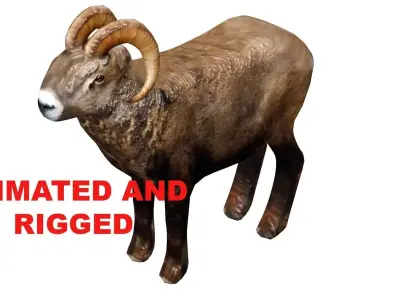 Animated and Rigged 3D Ram Animal Low-poly 3D model