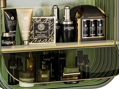 Designer shelf with luxury cosmetics for bathroom  3D model