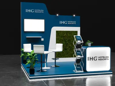 booth 3x3 open 3 side and one wall  3D model