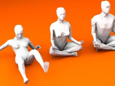 6 Training Lowpoly People Minimalist Low-poly 3D model