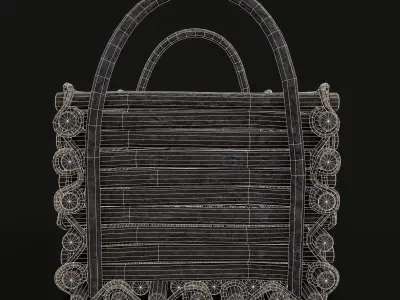 Primitive Stick Made Basket Low-poly 3D model