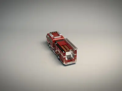 Low Poly Fire Truck 04 Low-poly 3D model