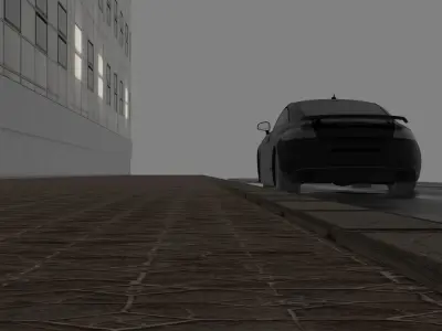 AUDI TT RS night rainy street 3D model