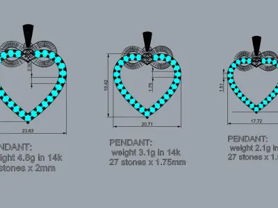 HEART INFINITY PENDANT LOVE SIGN - Diamonds Valentines Day 3D print model