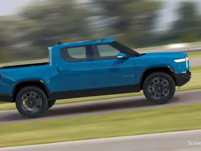 2023 Rivian R1T Pickup Blue Rigged 3D model
