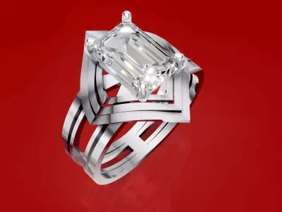 Emerald Cut Engagement Ring 3D print model
