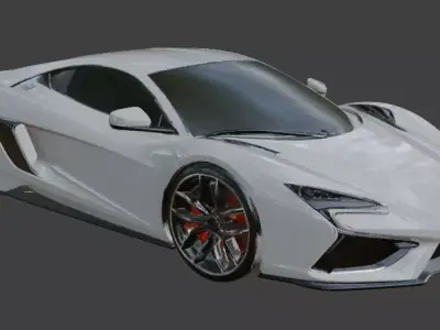 White Supercar 3D Model 3D model