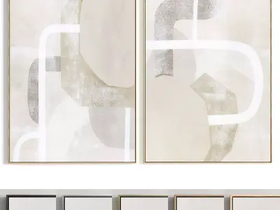 Plaster Two Photo Frame 340 Low-poly 3D model
