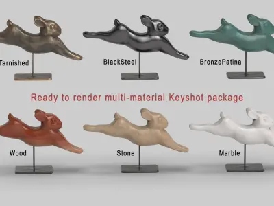 Rabbit lapin modern sculpture with 6 materials Low-poly 3D model