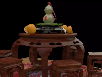 Chinese gourd wine bottle   3D model