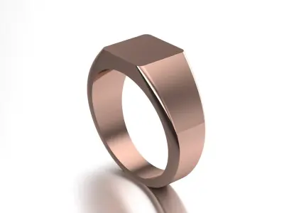 9mm Signet Ring Squareshape Pritable model 3dmodel US 7 3D print model