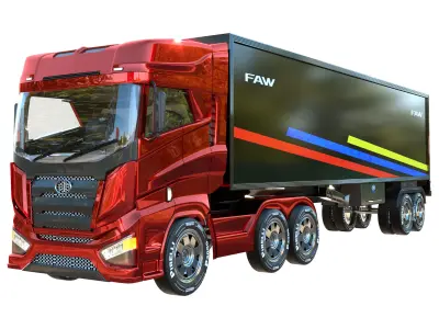 faw truck with interor 3D model