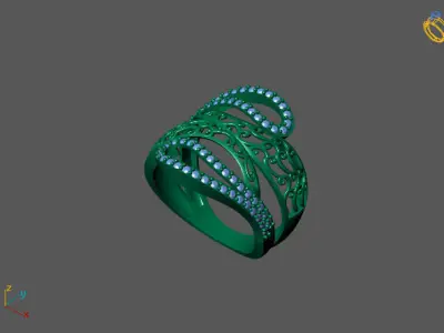 STL 3DM Women Ring Womens Ring Diamonds With Stone Model 3D print model