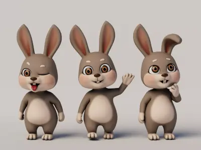 Rigged Cartoon Rabbit 3D model