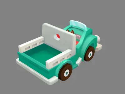 Cartoon green truck toy Low-poly 3D model