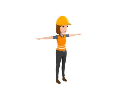 CartoonGirl037 Female Worker 3D model