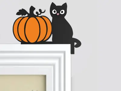 Halloween Door Corner Decor - Cat Pumpkin Shaped 3D print model