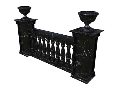 Dark marble fence balasins and columns 3D model