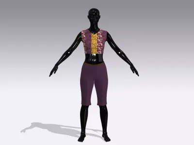 Woman Cloth Dress Low-poly 3D model 10