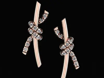 Tiffany Knot Small Earrings with Diamonds 3d printing model 3D print model