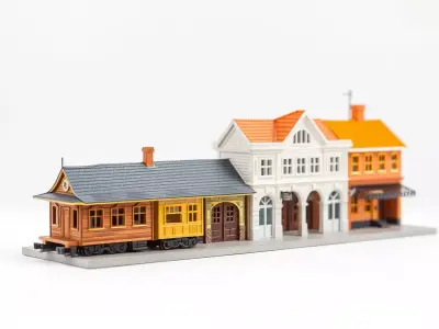 Vintage Train Station model pack Low-poly 3D model