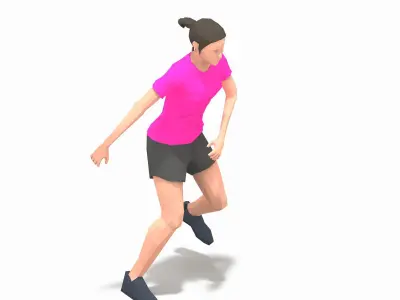 lateral jump Exercise Woman Animation Low-poly 3D model