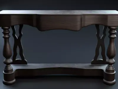 Wooden Retro Sideboard 3D model