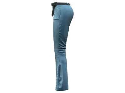 Diesel Blue Bell-Bottom Retro Denim Pants Jeans Low-poly 3D model