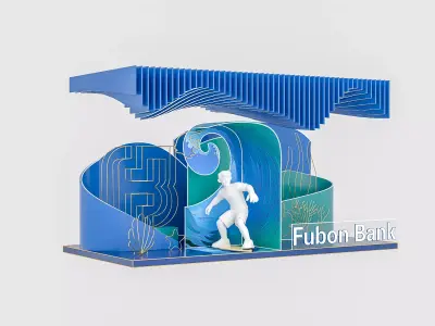 Modern Ocean-Themed Exhibition Booth 3D Model for Brand Showcase 3D model