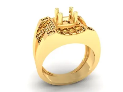 Luxury Geometric Diamond Men Ring  323 3D print model