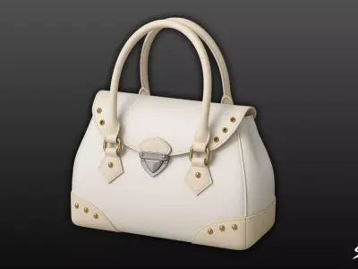 White Elegant Handbag Low-poly 3D model